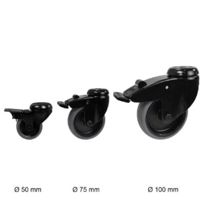 Zwenkwiel Zwart 100 mm
